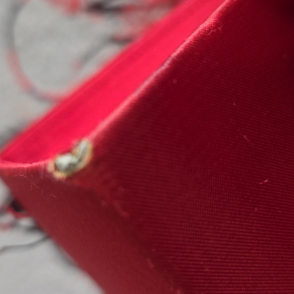 Vtg Red and Black Ostrich Feather Trimmed Satin Crossbody Shoulder Bag Glam 8x5 - Picture 13 of 15